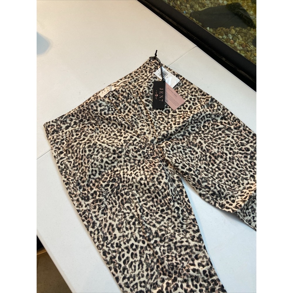 7 for all mankind women's jeans Size 12 Jen 7 Leopard Ankle Skinny - Picture 2 of 7